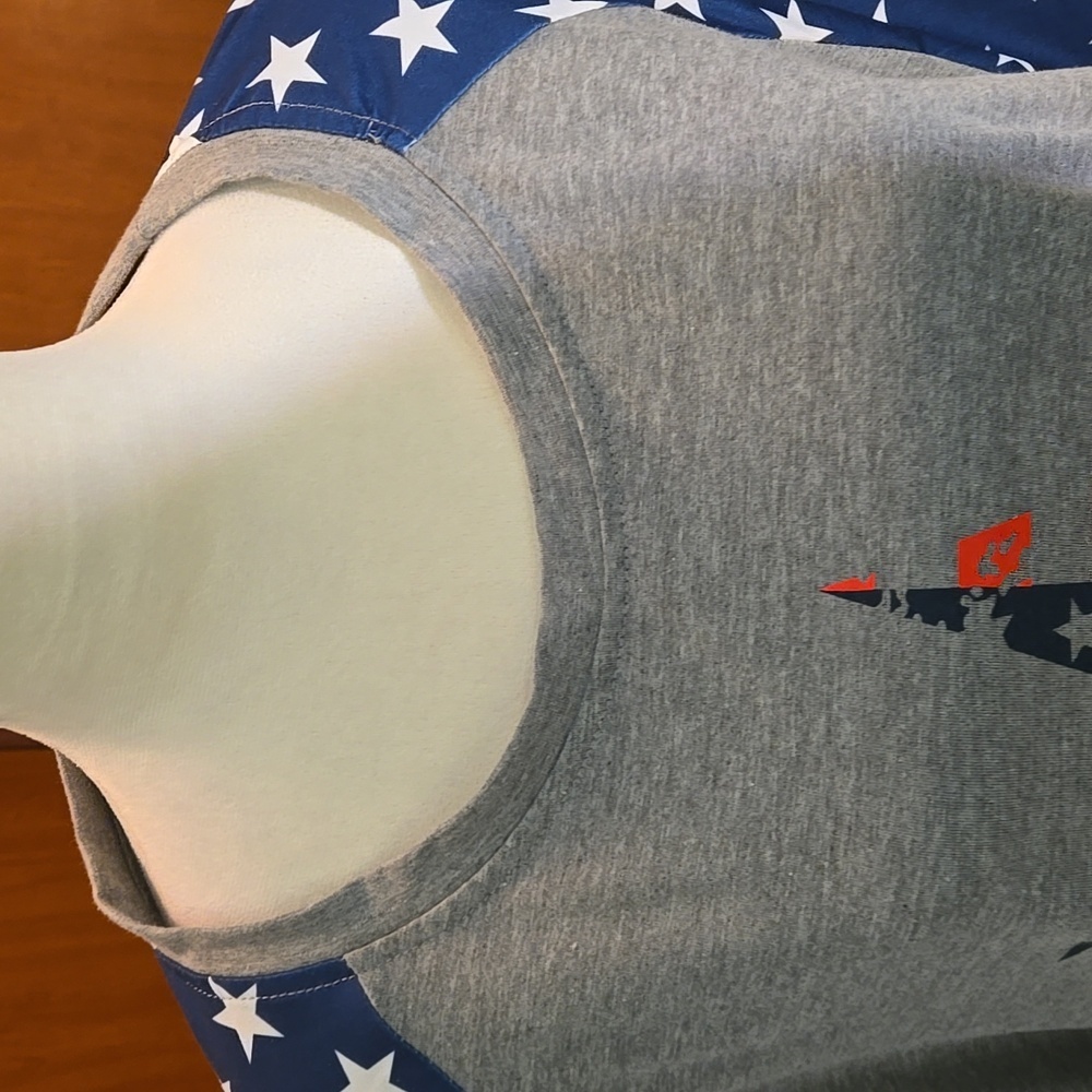4XL Gray and Blue Star Print Women's Short Sleeve Tee - Picture 3 of 10